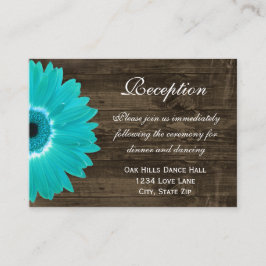 Blauwgroen Gerber Daisy Wedding Reception Directio Informatiekaartje