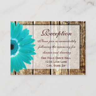 Blauwgroen Gerber Daisy Wedding Reception Directio Informatiekaartje