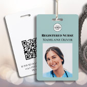 Blauwgroen Geregistreerde Verpleegster Foto ID Bad Badge