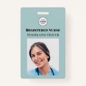 Blauwgroen Geregistreerde Verpleegster Foto ID Bad Badge (Voorkant)