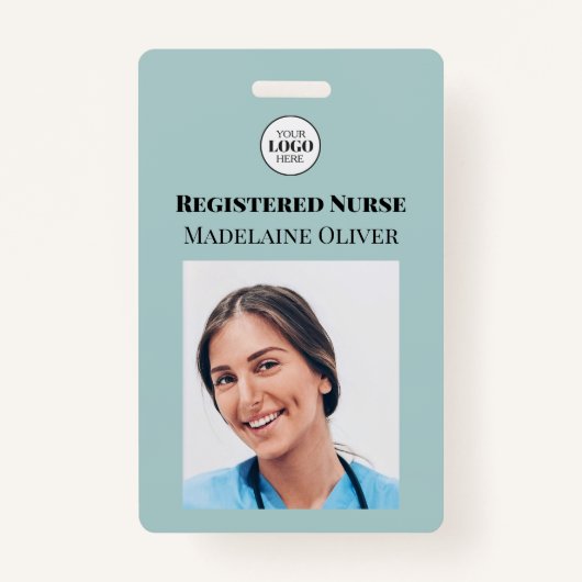 Blauwgroen Geregistreerde Verpleegster Foto ID Bad Badge (Voorkant)