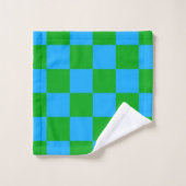 Blauwgroen geruit controlepatroon bad handdoek (Wasdoekje)