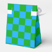 Blauwgroen geruit controlepatroon bedankdoosjes (Achterkant)