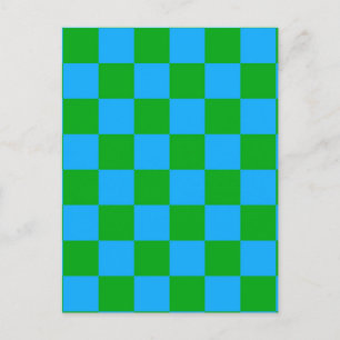 Blauwgroen geruit controlepatroon briefkaart