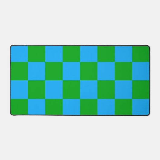 Blauwgroen geruit controlepatroon bureaumat (Voorkant)
