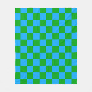 Blauwgroen geruit controlepatroon fleece deken