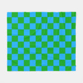 Blauwgroen geruit controlepatroon fleece deken (Voorkant (Horizontaal))