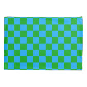 Blauwgroen geruit controlepatroon kussensloop (Achterkant)