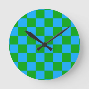 Blauwgroen geruit controlepatroon ronde klok