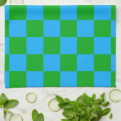 Blauwgroen geruit controlepatroon theedoek (Gevouwen)