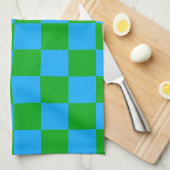 Blauwgroen geruit controlepatroon theedoek (Quarter Fold)