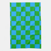 Blauwgroen geruit controlepatroon theedoek (Verticaal)
