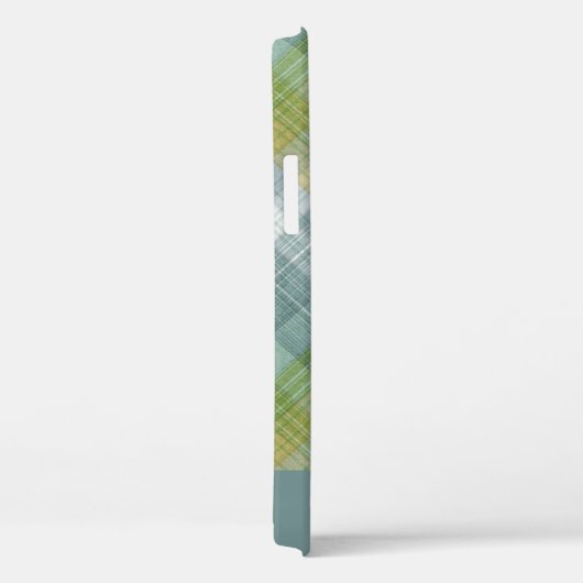 Blauwgroen geruite elegante scriptnaam Case-Mate iPhone case (Achterkant / Rechts)