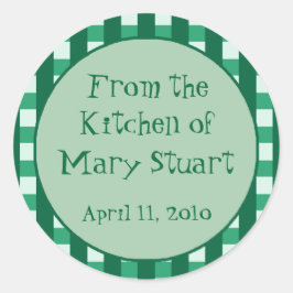 Blauwgroen geruite rand inblikken label Stickers