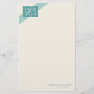 Blauwgroen gescand blauw   Dank u Stationery Briefpapier