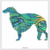 Blauwgroen geschilderd Borzoi Die Cut Vinyl Sticke Sticker (Vel)
