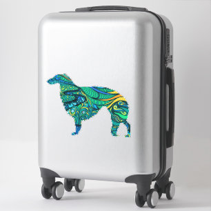 Blauwgroen geschilderd Borzoi Die Cut Vinyl Sticke Sticker