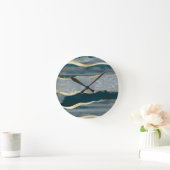 Blauwgroen gespleten glam #1 #gem #decor #art ronde klok (Huis)