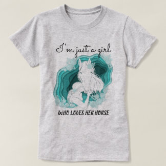 Blauwgroen gestileerd - alleen een meisje dat van t-shirt