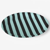 Blauwgroen gestreept papieren bordje (Gekanteld)