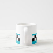 blauwgroen gestreepte controleurs met retrorefles espresso kop (Achterkant)