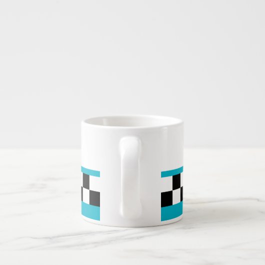 blauwgroen gestreepte controleurs met retrorefles espresso kop (Achterkant)