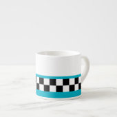 blauwgroen gestreepte controleurs met retrorefles espresso kop (Voorkant rechts)