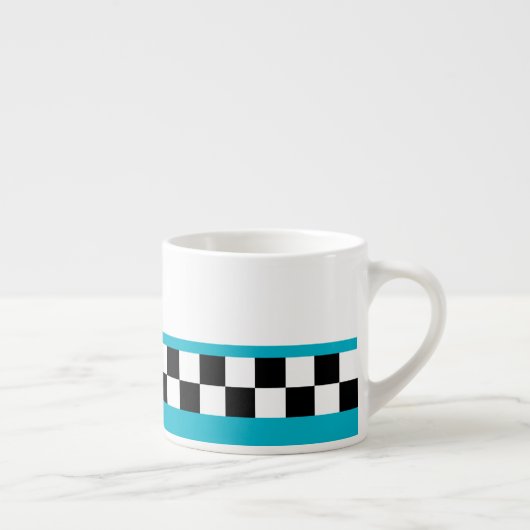 blauwgroen gestreepte controleurs met retrorefles espresso kop (Rechts)