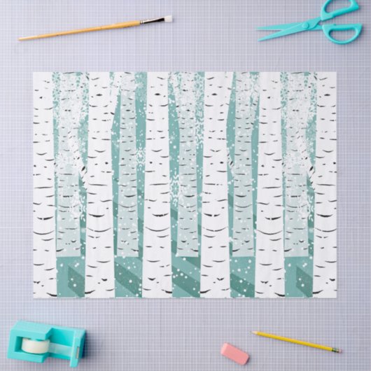 Blauwgroen gestript vogelboomsnowflake winterbos tissuepapier (Craft)