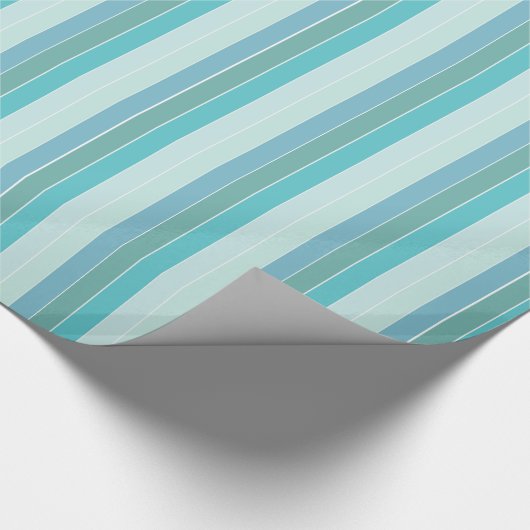 Blauwgroen gestripte Gift Wrap Cadeaupapier (Hoek)