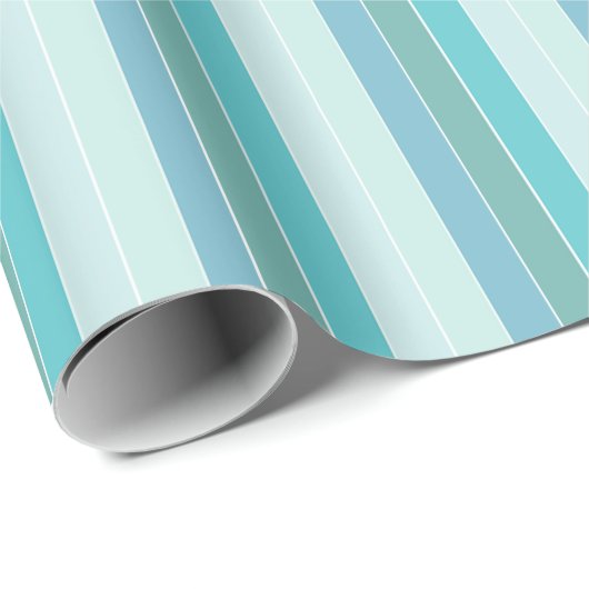 Blauwgroen gestripte Gift Wrap Cadeaupapier (Rol Hoek)