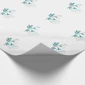 Blauwgroen gestyliseerde ventilator cadeaupapier (Hoek)