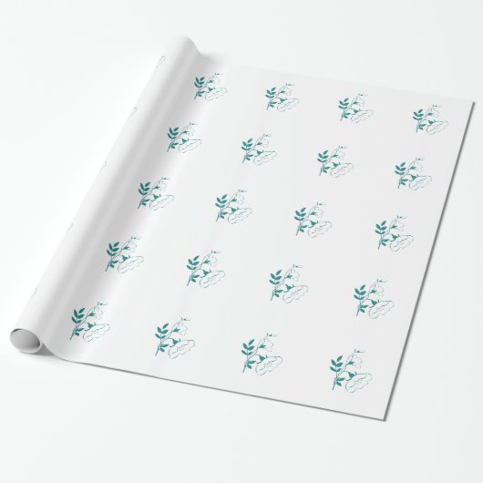 Blauwgroen gestyliseerde ventilator cadeaupapier (Uitgerold)