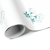 Blauwgroen gestyliseerde ventilator cadeaupapier (Rol Hoek)