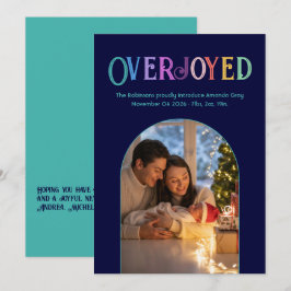 Blauwgroen getij Xmas Baby geboorteaankondiging fo Feestdagenkaart