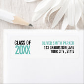 Blauwgroen gewaagd afstuderen aangepast JAAR Etiket (Insitu)