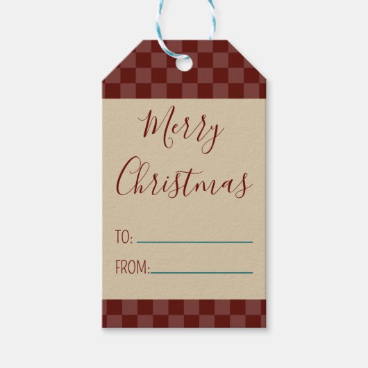 Blauwgroen  Gezellig Elegant Warm Kerst Cadeaulabel (Voorkant)