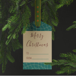 Blauwgroen  Gezellig Elegant Warm Kerst Cadeaulabel