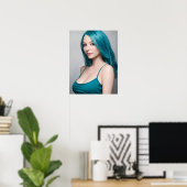 Blauwgroen Gezonde Jonge Vrouw Poster (Thuiskantoor)