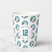 blauwgroen gierig volleyballetfeest papieren bekers (Voorkant)