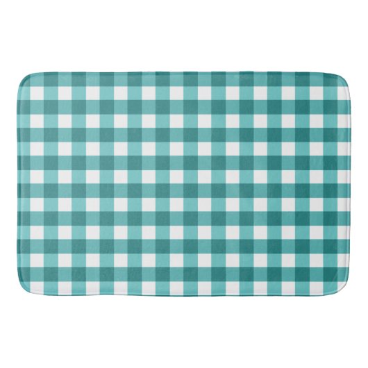 Blauwgroen gingham badmat (Voorkant)