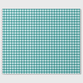 Blauwgroen gingham cadeaupapier (Vlak)