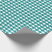 Blauwgroen gingham cadeaupapier (Hoek)