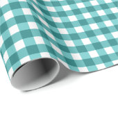 Blauwgroen gingham cadeaupapier (Rol Hoek)