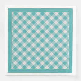 Blauwgroen Gingham controleert patroon voor alle g Servet