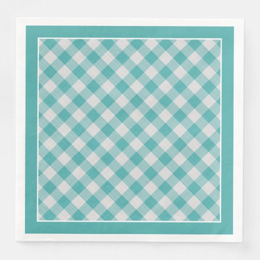 Blauwgroen Gingham controleert patroon voor alle g Servet (Voorkant)