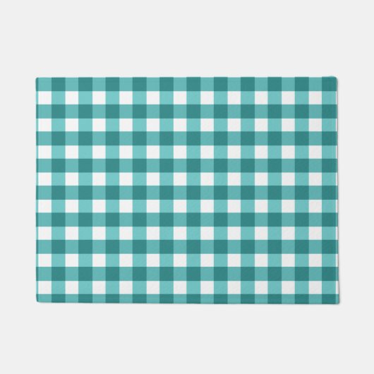 Blauwgroen gingham deurmat (Voorkant)