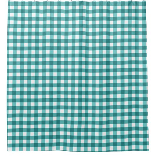 Blauwgroen gingham douchegordijn (Voorkant)