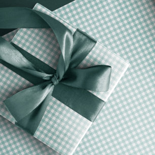 Blauwgroen gingham eenvoudige schattige kleine che cadeaupapier