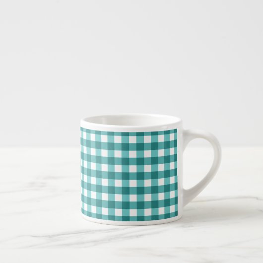 Blauwgroen gingham espresso kop (Rechts)